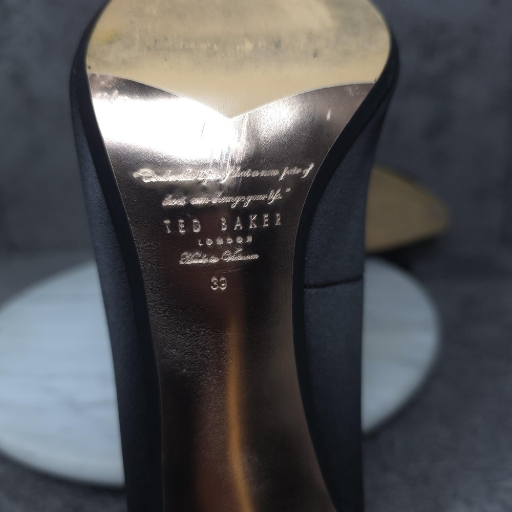 Ted Baker Shoes Womens Size 8 Black Peep Toe Bow High Heel Dress Pumps - Picture 9 of 10